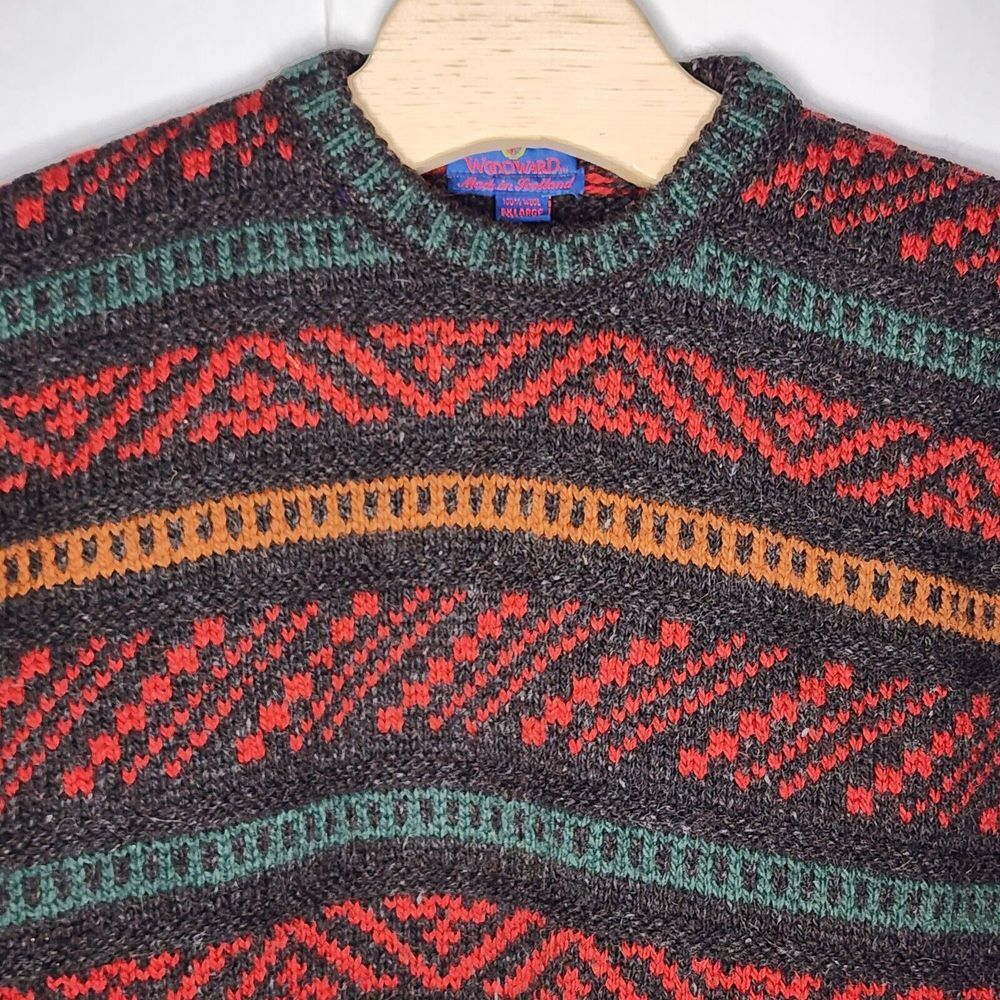 Vintage Woodward Mens Multicolor  100% Wool Pullover Sweater Size‎ X-Large